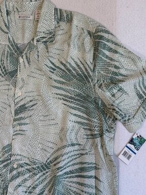 NWT Cubavera Palm Dotted Leaf-Print Short Sleeve Shirt